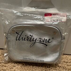 Thirty-One Metallic Silver Crossbody Bag